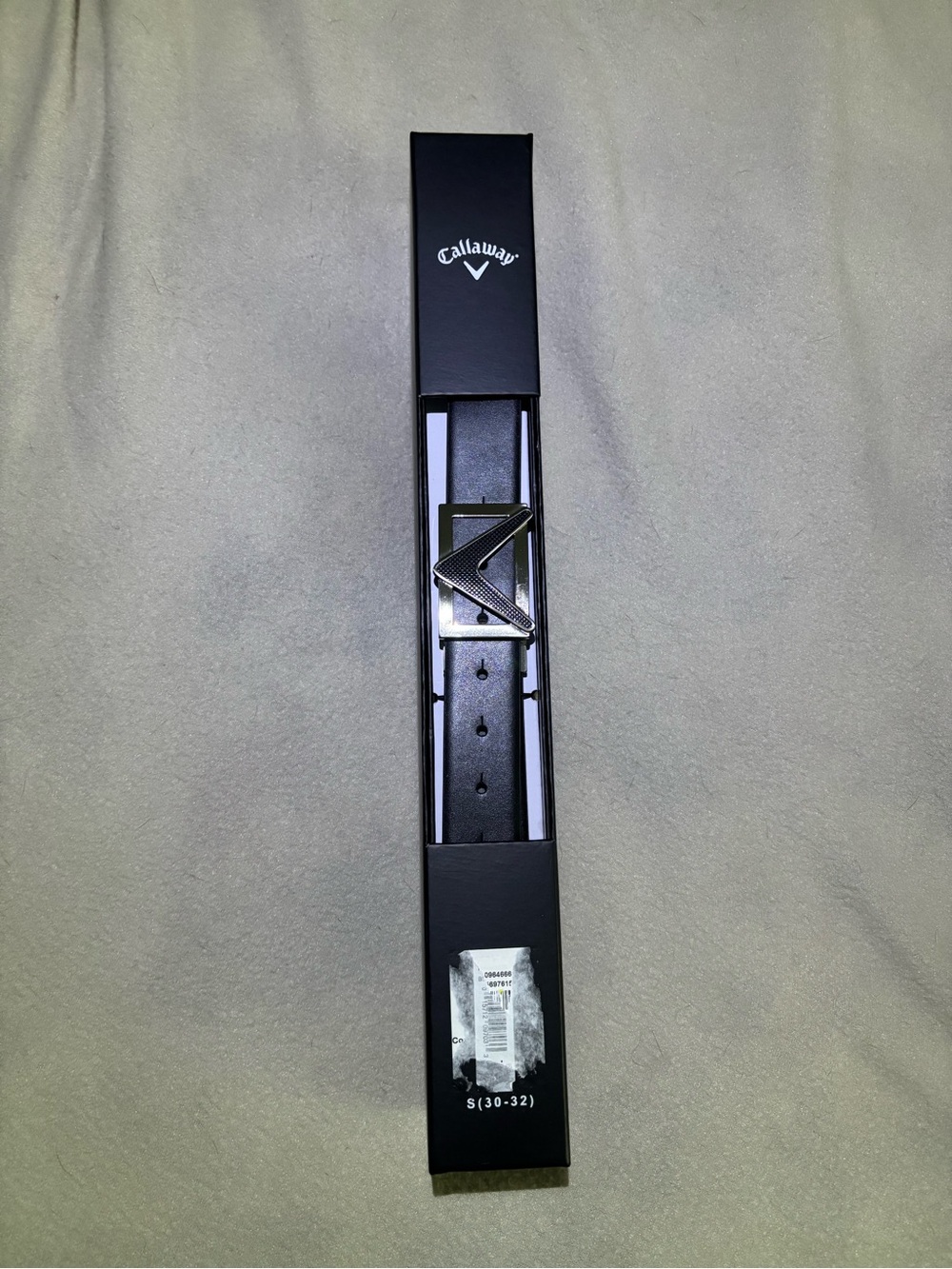 NEW Men’s Callaway Black Belt with Brushed Silver Geometric Buckle